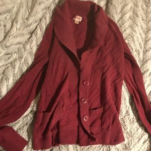 Red cardigan